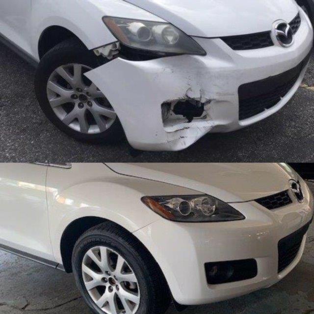 white mazda collision repair